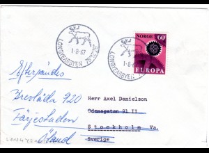 Norwegen 1967, 60 öre auf Polar Brief m. Stpl. LONGYEARBYEN m. Rentier
