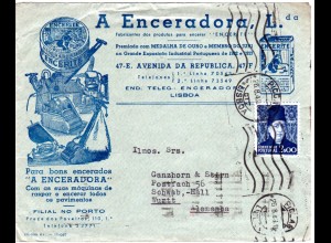 Portugal 1949, 2 E. auf attraktivem Reklame Brief v. Lisboa n. Deutschland
