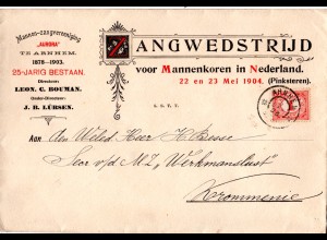 NL 1903, 1 C. auf attraktivem Vordruck Umschlag des Männer Gesangverein Arnhem