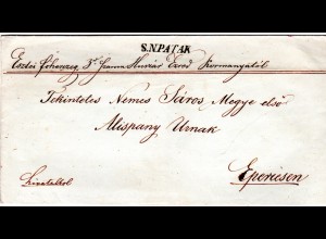 Österreich 1844, Ungarn-L1 S.N. PATAK klar auf Brief n. Eperiesen