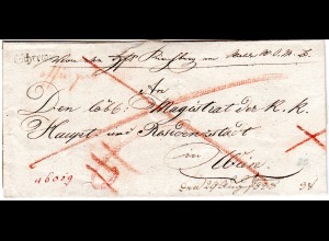 Österreich 1828, Niederösterreich-L1 SCHREMS auf Brief n. Wien