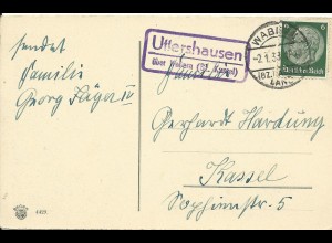 DR 1938, Landpost Stpl. Uttershausen über Wabern auf Karte m. 6 Pf. #2023