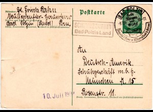 DR 1934, SCHMALZENTHIN Bad Polzin Land, Landpost Stpl. auf 6 Pf. Ganzsache