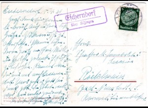 DR 1939, ESCHERNDORF über Kitzingen, Landpost Stpl. auf Karte m. 6 Pf.