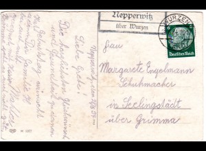 DR 1934, NEPPERWITZ über Wurzen, Landpost Stpl. auf Karte m. 6 Pf.