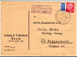 BRD 1955, Landpost Stpl. 13a RASCH über Altdorf (b. Nürnberg) auf Brief m. 20 Pf