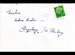 BRD, Landpost Stpl. RINGSBERG über Flensburg als Entwertung auf Brief m. 10 Pf.