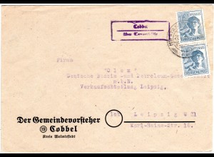 1947, Landpost Stpl. COBBEL über Tangerhütte auf Brief m. Paar 12 Pf.