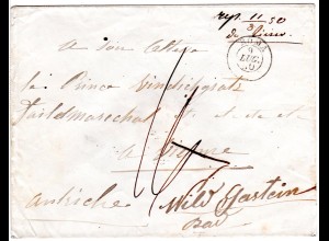 Italien Kirchenstaat 1850, Porto Brief n. Österreich, Nachsendung n. Bad Gastein