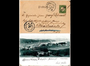 Bayern 1899, Aushilfstempel PLEINTING auf Vilshofen Gruss aus-AK 