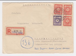 SBZ 1946, Freiberg Sachsen, Einschreiben Brief m. eingest. Not Reko-Zettel #2443