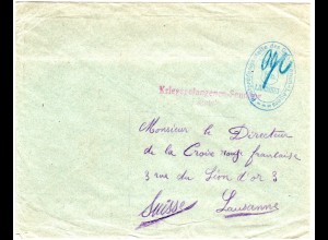 Bayern, KGF POW Brief n. Lausanne, Schweiz m. Lager Zensur v. Landshut