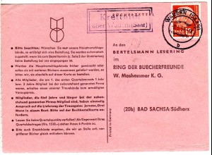 Saarland 1959, Landpost Stpl. KRETTNICH über Wabern auf Karte m. 12 F. Heuss