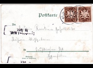 Bayern 1899, L2-Aushilfstpl. EGGENFELDEN als Ank.Stpl. auf Karte v. Grassau