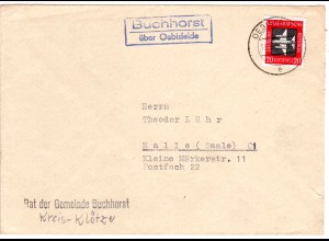 DDR 1959, Landpost Stpl. BUCHHORST über Oebisfelde auf Gemeinde Brief m. 20 Pf.