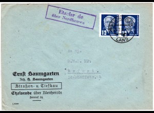 DDR 1955, Landpost Stpl. ETZELSRODE über Nordhausen auf Brief m. 2x12 Pf.