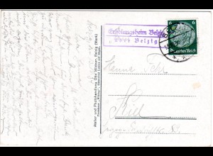 DR 1934, Landpost Stpl. ERHOLUNGSHEIM BELZIG über Belzig auf Karte m. 6 Pf.
