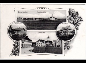 Forstinning m. Forst- u. Pfarrhaus, 1914 gebr. Mehrbild sw-AK