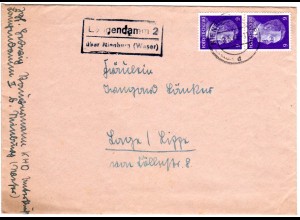 DR 1943, Landpost Stpl. LANGENDAMM 2 über Nienburg auf Brief m. 2x6 Pf.