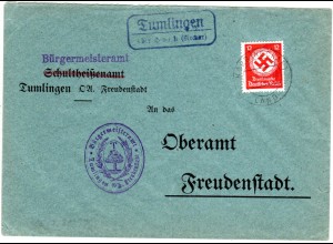 DR 1935, Landpost Stpl. TUMLINGEN über Horb auf Bürgermeister Brief m. 12 Pf. 