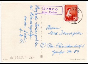 DDR 1959, Landpost Stpl. GRANO über Guben auf Karte m. 20 Pf.