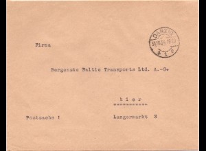 Danzig a 1e 1934, portofreier Brief " Postsache ". Rücks. Amtssiegel. #60