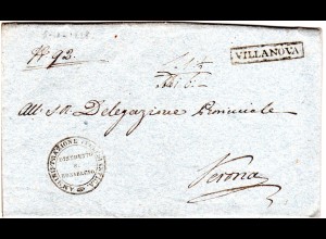 Lombardei u. Venetien 1828, R1 VILLANOVA klar auf schgönem Brief n. Verona.
