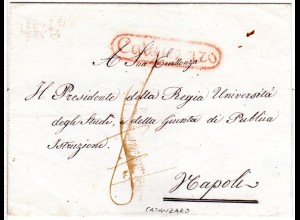 Italien Neapel, roter Oval-R1 CATANZARO auf Porto Brief n. Napoli.