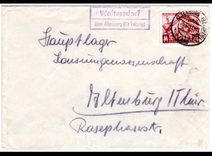 DDR 1953, Landpost Stpl. WALTERSDORF über Altenburg auf Brief m. 24 Pf.