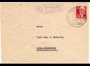 1948, Landpost Stpl. 15a HOHENGANDERN über Heiligenstadt auf Brief m. 24 Pf