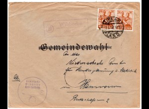 DR 1947, Landpost Stpl. 20 WIBBECKE über Uslar auf Gemeinde Brief m. 2x24 Pf