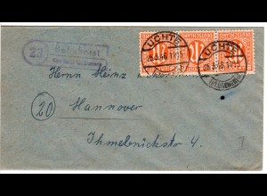 DR 1946, Landpost Stpl. 23 BOHNHORST über Uchte auf Brief m. MeF 3x8 Pf.