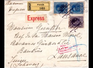 Österreich 1917, 30+Paar 25 H. auf Einschreiben Eilboten Zensur Brief v. PARSCH