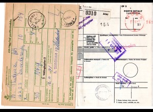 Norwegen 1971, Paketkarte v. Jeloy m. Schweden 4 Kr. Porto u. Zollgebühr