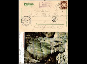 Bayern 1903, Posthilfstelle KROTTENSEE Taxe Neuhaus in violett auf AK m. 5 Pf.