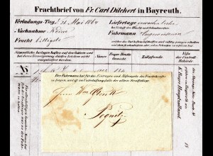 Bayern 1864, vorgedruckter Fuhrmanns Brief v. Bayreuth n. Pegnitz
