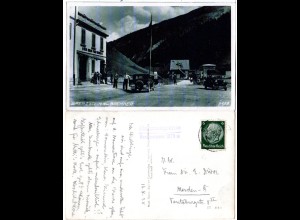 Österreich, Grenze am Brenner m. Oldtimern u. Persoinen, 1938 gebr. sw-AK