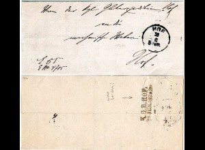 Bayern 1879, L2 K.G.E. HOF rücks. auf Güterexpedition Orts Brief m. K1 Hof. 