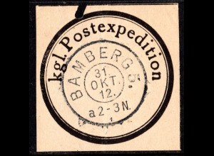 Bayern, Verschluss-Siegel Kgl Postexpedition m. K2 BAMBERG 5.