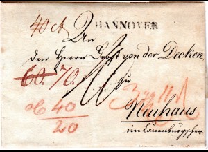 Hannover 1811, Porto Brief n. Neuhaus im Lauenburgschen. Napoleonische Zeit!