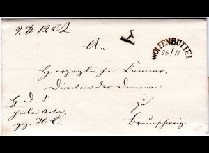Braunschweig 1845, HKS WOLFENBÜTTEL u. "A" auf Brief n. Braunschweig.