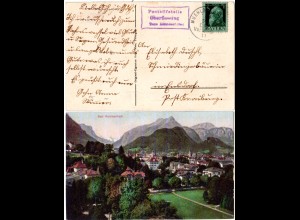 Bayern 1911, Posthilfstelle OBERFLOSSING Taxe Mühldorf auf Reichenhall-AK 