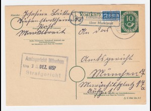 1953, Landpoststempel Tiefenstockheim über Marktbreit auf Ga m. Notopfer. #2145