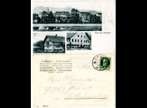 Bayern 1914, Posthilfstelle GROSSWEIL Taxe Schlehdorf auf Gruss aus-AK m. 5 Pf.