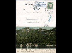 Bayern 1902, Posthilfstelle GASTHAUS ZUM GRAUEN BÄREN auf Hotel-AK m. 5 Pf.