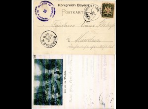 Bayern 1897, Postablage-K1 NEUHAUS i. Obb. auf Gruss aus-AK m. 5 Pf. (Sem 100.-)