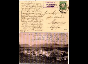 Bayern 1909, Posthilfstellen Stpl. PARSBERG Taxe Miesbach auf sw-AK m. 5 Pf.