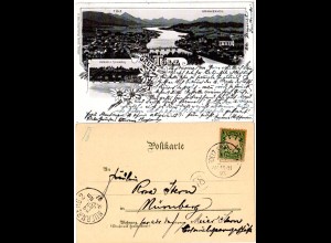 Bayern 1897, Postablage-K1 TOELZ-KRANKENHEIL auf Litho-AK m. 5 Pf. (Helbig 150).