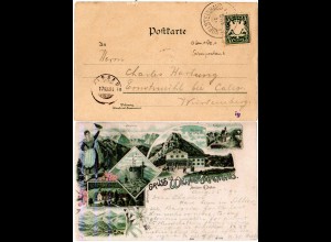 Bayern 1894, Postablage-K1 WENDELSTEINHAUS auf Litho-AK m. 5 Pf. (Sem 175.-)