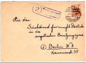 SBZ 1948, Landpost Stpl. 2 RADENSDORF über Lübben auf Brief m. 24 Pf.
